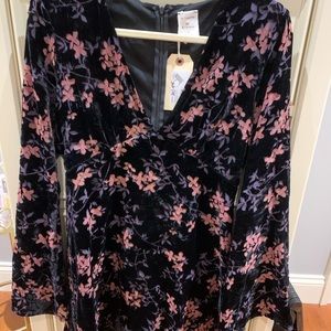 Black velvet dress, above the knee